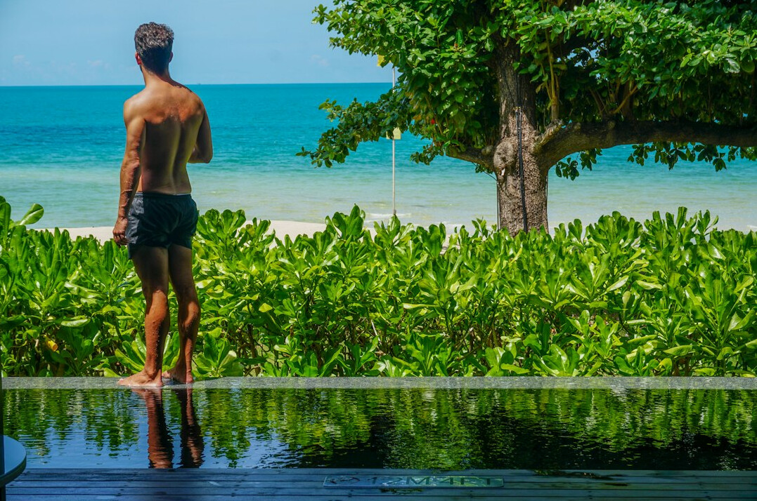 celebrity on private beach